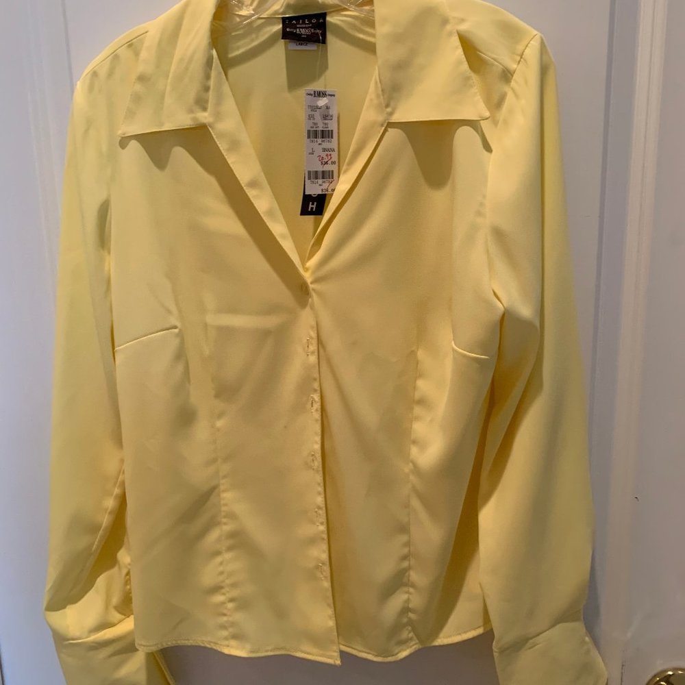 NWT Lovely Lg Yellow Polyester Blouse